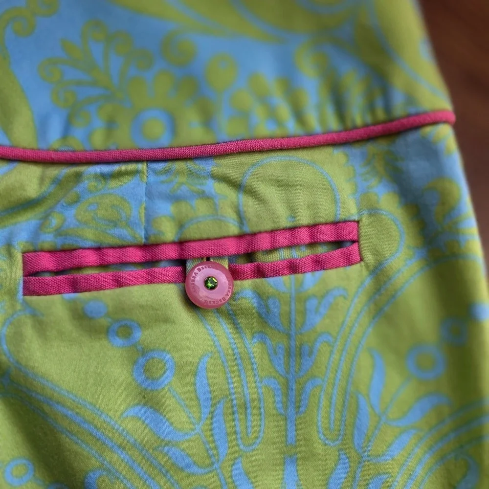 Andrea Becker Pencil Skirt Women 10‎ Green Blue Paisley Preppy Retro Resort